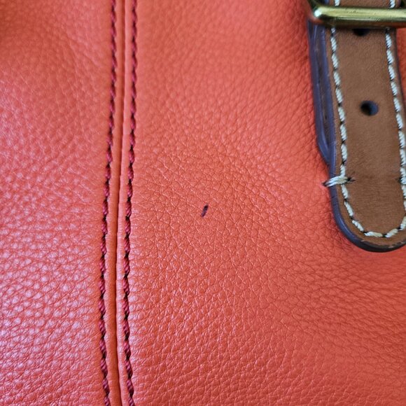 Fossil Explorer Orange Leather Foldover Crossbody Tote Shoulder Bag - Picture 13 of 14